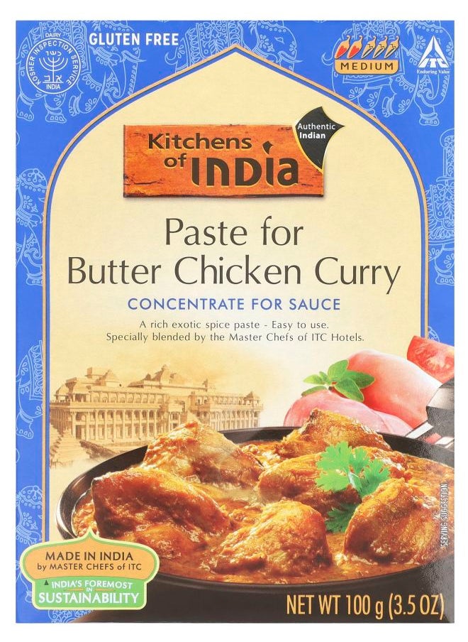 Kitchens of INDIA Paste For Butter Chicken Curry Concentrate For Sauce Medium 3.5 oz (100 g) 