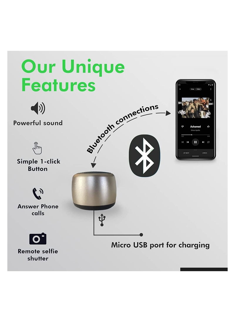 Best Mini Portable Bluetooth Speaker I Smallest Bluetooth Speaker with HD Sound & Bass I Wireless Bluetooth Speakers for Phone/PC/Tablet I Photo Selfie