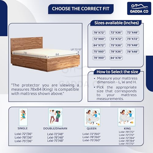 GADDA CO Ultra Soft Cotton Feel Waterproof Mattress Protector for King Size Bed | Hypoallergenic, Breathable Terry Cotton Mattress Cover | 78 x 84 inch (6.5 x7ft), Maroon | Pack of 1 - Image 5