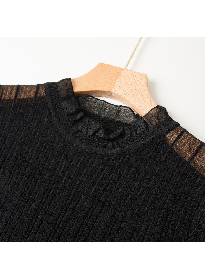 MIIOW Lambswool Knit Vest ~ Elegant Lace Ruffle Trim Vest, Versatile And Chic Sleeveless Top For Suit Layering - Image 4