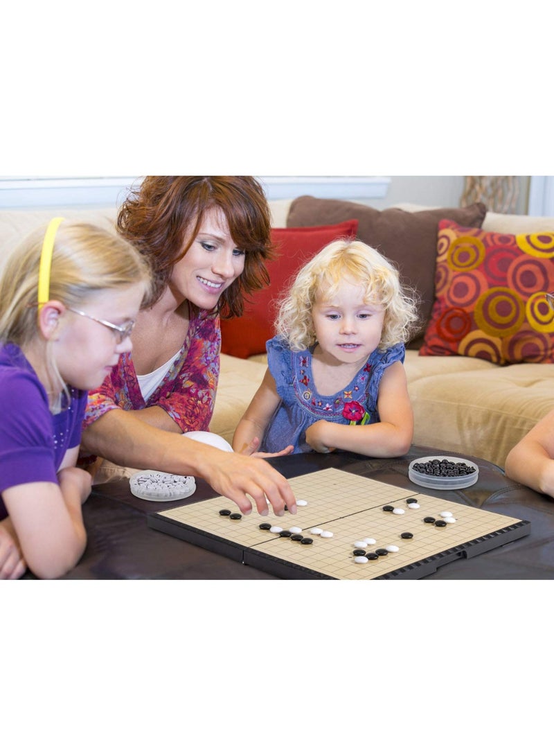 11.2 Inches Magnetic Go Game Set Travel Foldable Board Game Set with Magnetic Plastic Stones Go Game Rules for Beginner/Kids/Adults (Weiqi)