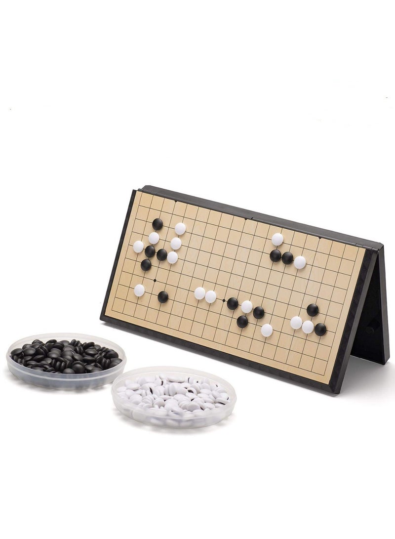 11.2 Inches Magnetic Go Game Set Travel Foldable Board Game Set with Magnetic Plastic Stones Go Game Rules for Beginner/Kids/Adults (Weiqi)