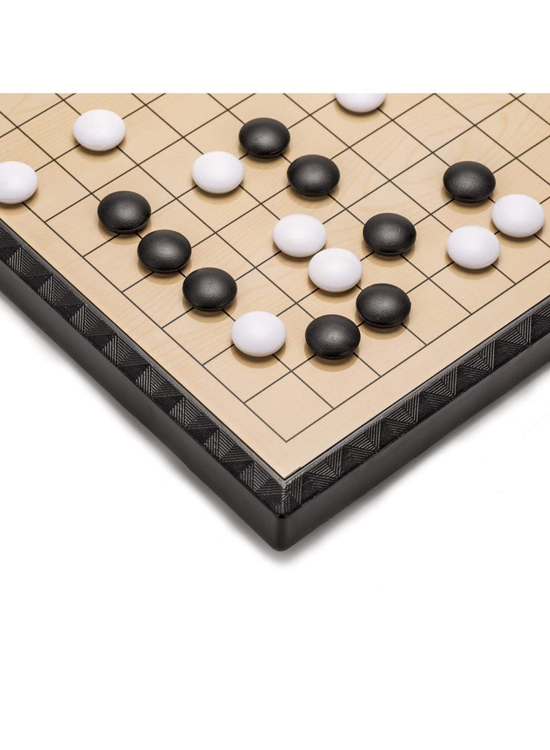 11.2 Inches Magnetic Go Game Set Travel Foldable Board Game Set with Magnetic Plastic Stones Go Game Rules for Beginner/Kids/Adults (Weiqi)