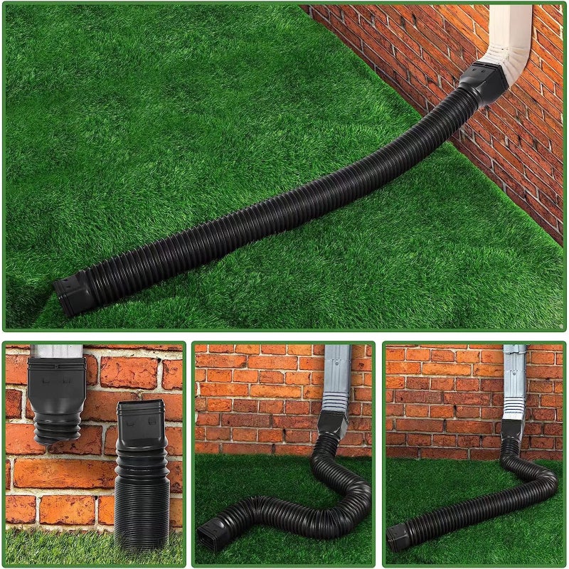 Rain Gutter Downspout Extensions Flexible Down Spout Drain Extender with 3x4in and 2x3in Connectors Extendable from 21 to 60 Inches Screws for Included - Image 4