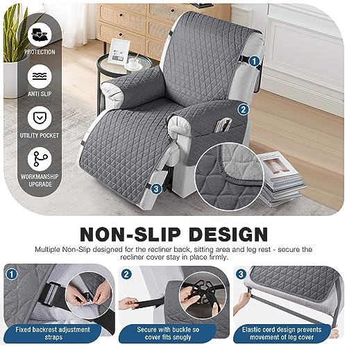 TAOCOCO 100% Waterproof Recliner Cover - Recliner Cover with Non-Slip Granule, Recliner Chair Covers with Elastic Band, Recliner Chair Covers for Reclining Chair(Dark Grey, Small-22'') - Image 3