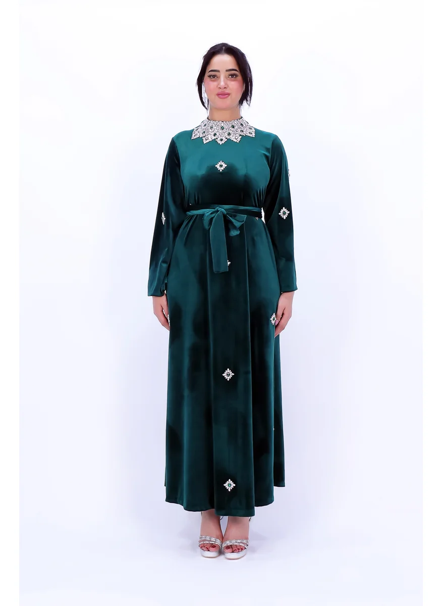 In Love Luxurious Velvet Women's Dress with Elegant Embroidery – Winter Collection