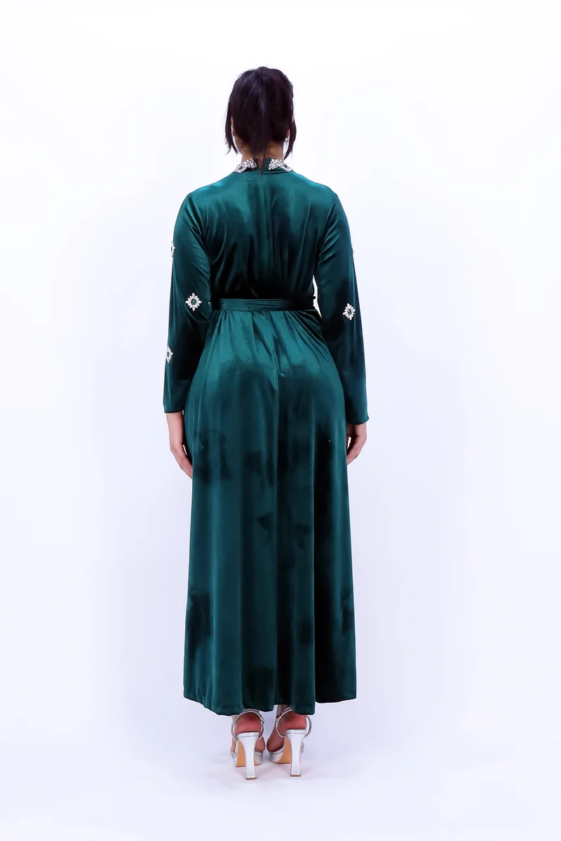 In Love Luxurious Velvet Women's Dress with Elegant Embroidery – Winter Collection