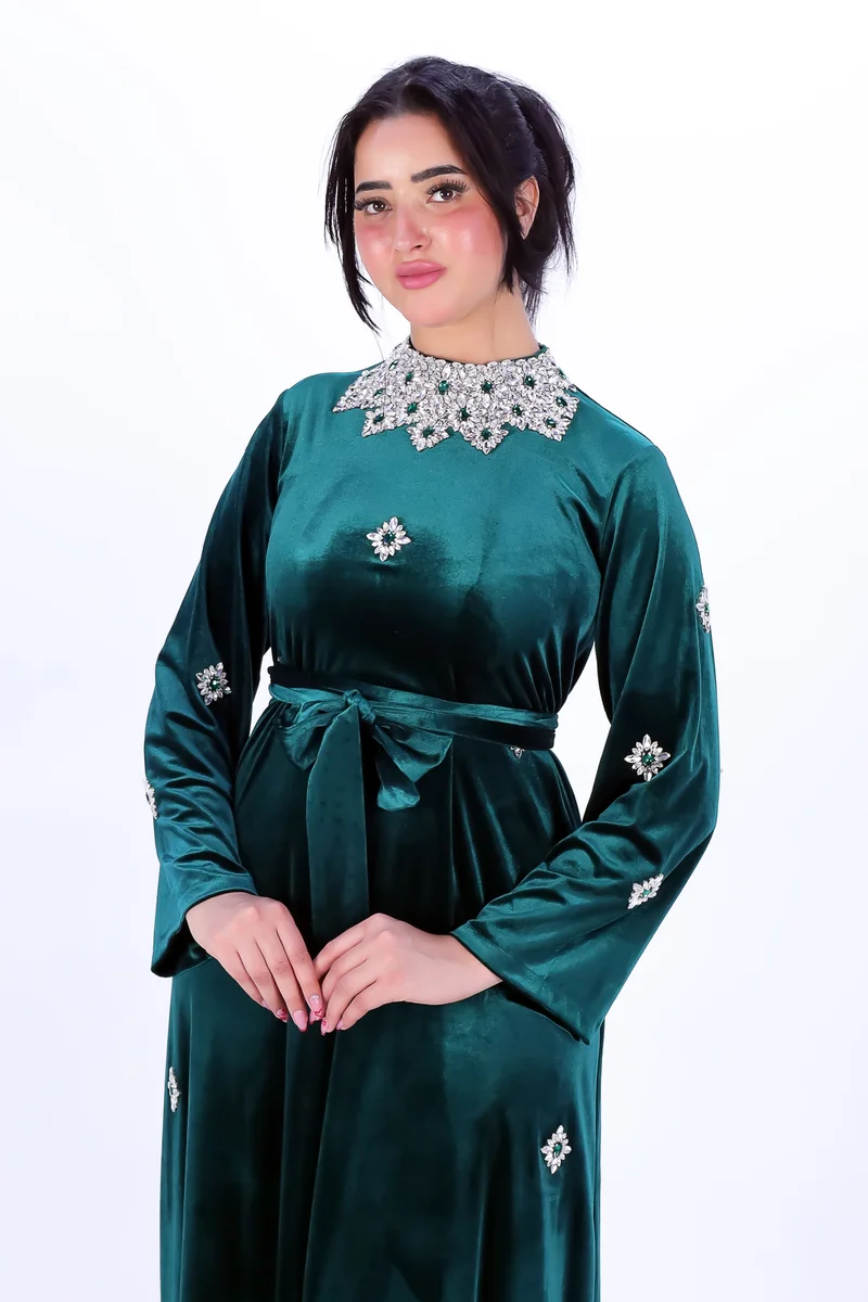 In Love Luxurious Velvet Women's Dress with Elegant Embroidery – Winter Collection