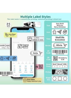 General Label Maker Machine with Tape, Portable Bluetooth Printer, Small Smart Phone Handheld Sticker Mini Labeler Multiple Templates Font Icon Easy to Use Inkless Rechargeable F Office Home  - Image 3
