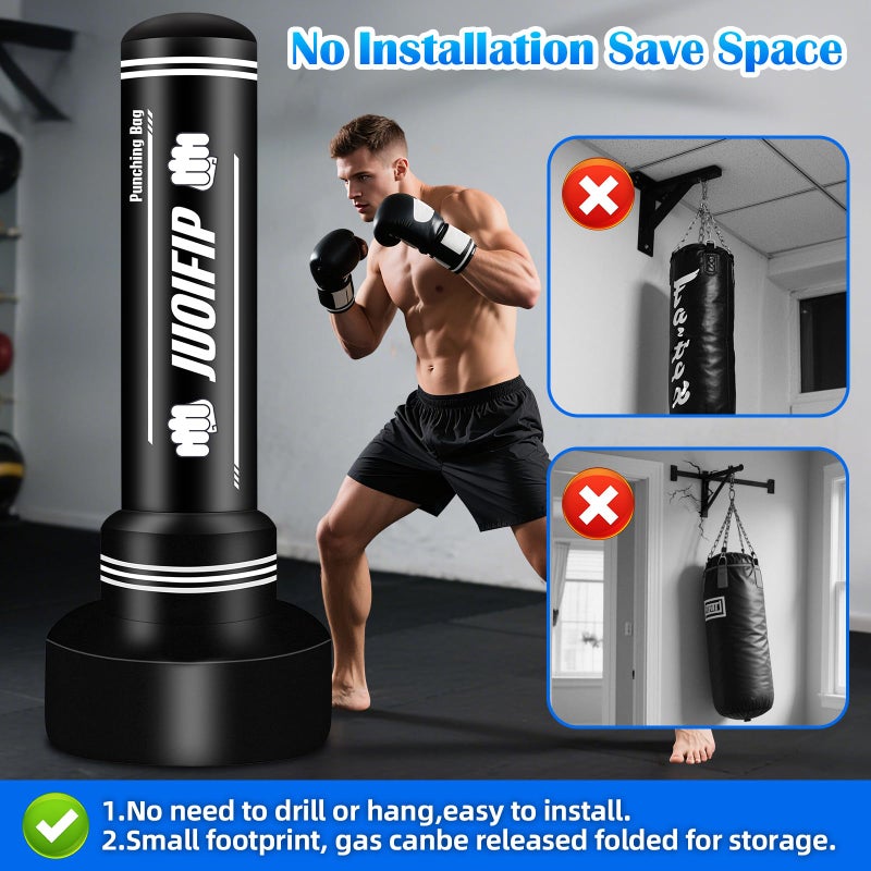 JUOIFIP Freestanding Punching Bag with Stand, Men Standing Kickboxing Bag, Heavy Boxing for Adult Teens, Suitable for MMA Dummy Karate Home Gym Training Equipment ï¼ˆExcludes Gloves and Pumpsï¼‰ - Image 5