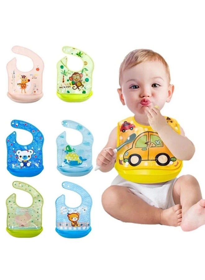 FALMER Baby bib with silicone pocket to catch food and waterproof for children, washable, multi-shape, 37*25.5 cm-Blue  - Image 3