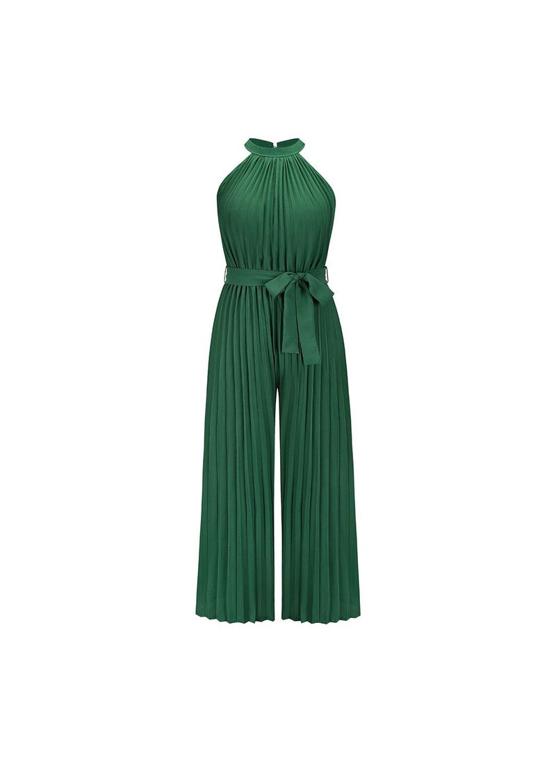 Loquat - Sleeveless Pleated Lace Up Slim Fitting Women's Jumpsuit Pants - Image 1