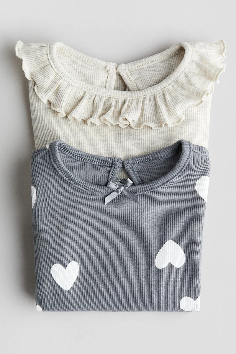 اتش اند ام بلوزة من الجيرسيه المرن - عبوة من قطعتين