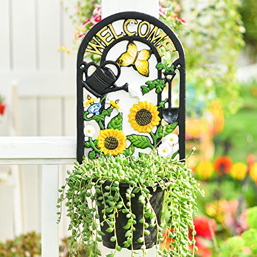 Sungmor Cast Iron Decorative Color-Painted Hanging Plant Shelf - Wall Hanging Flower Holder and Balcony Wall-Mount Flower Stand - Plant Stand on Wall for Indoor and Outdoor Use - Image 2