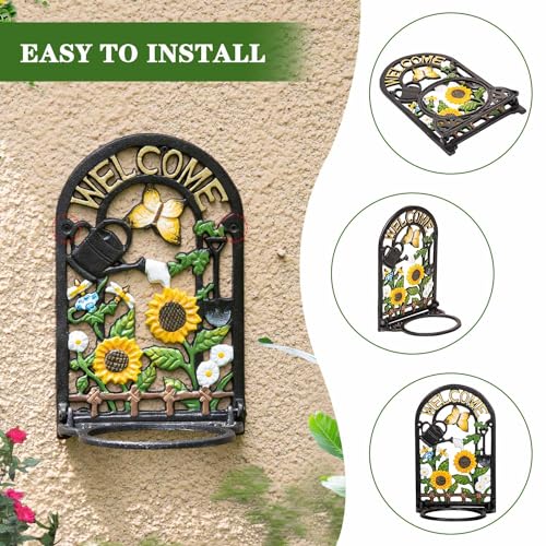 Sungmor Cast Iron Decorative Color-Painted Hanging Plant Shelf - Wall Hanging Flower Holder and Balcony Wall-Mount Flower Stand - Plant Stand on Wall for Indoor and Outdoor Use - Image 5