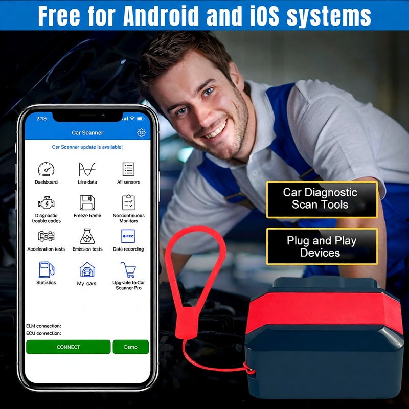 KONNWEI KW905 BT 5.0 Wireless OBDII Car Auto Diagnostic Scan Tools Car Detector Tester Scanner for IOS Android System, Black - Image 4