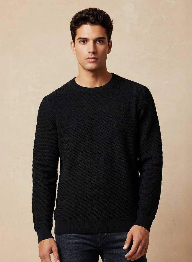 سبلاش فيڤ Textured Sweater with Crew Neck