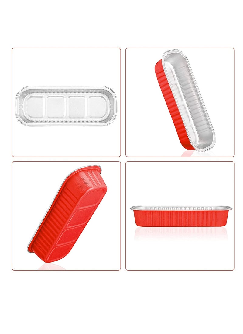 Excefore Aluminum Foil Bread Pans,50pcs 6.8oz Disposable Aluminum Foil Mini Loaf Baking Pans with Lids，Small Bread Tins, Aluminum Baking Cups Ramekins, Dessert Bakeware Pans Containers (Red)  - Image 4