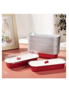Excefore Aluminum Foil Bread Pans,50pcs 6.8oz Disposable Aluminum Foil Mini Loaf Baking Pans with Lids，Small Bread Tins, Aluminum Baking Cups Ramekins, Dessert Bakeware Pans Containers (Red)  - Image 5