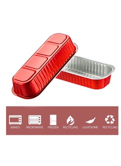 Excefore Aluminum Foil Bread Pans,50pcs 6.8oz Disposable Aluminum Foil Mini Loaf Baking Pans with Lids，Small Bread Tins, Aluminum Baking Cups Ramekins, Dessert Bakeware Pans Containers (Red)  - Image 2