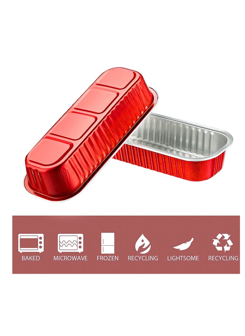 Excefore Aluminum Foil Bread Pans,50pcs 6.8oz Disposable Aluminum Foil Mini Loaf Baking Pans with Lids，Small Bread Tins, Aluminum Baking Cups Ramekins, Dessert Bakeware Pans Containers (Red)  - Image 2