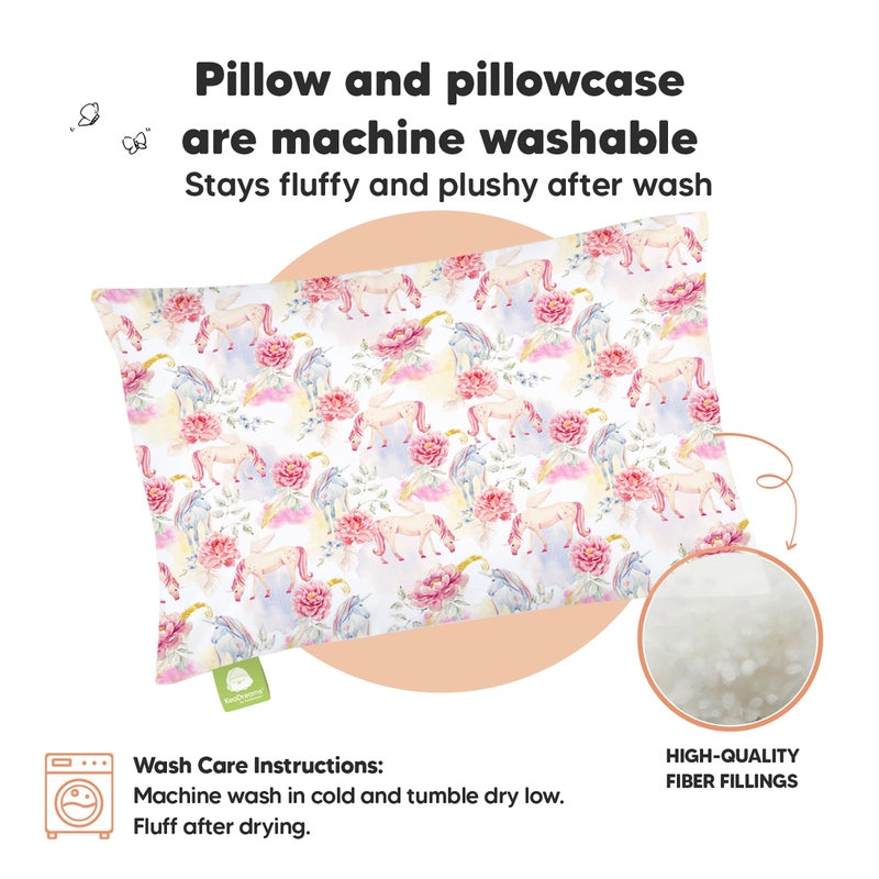 KeaBabies Toddler Pillow with Pillowcase - 13x18 My Little Dreamy Kids Travel Bed Pillows for Sleeping, Organic Cotton Small Pillowcase, Soft & Breathable, Machine Washable, Toddlers 2-5 Years Old (Fantasy)  - Image 4