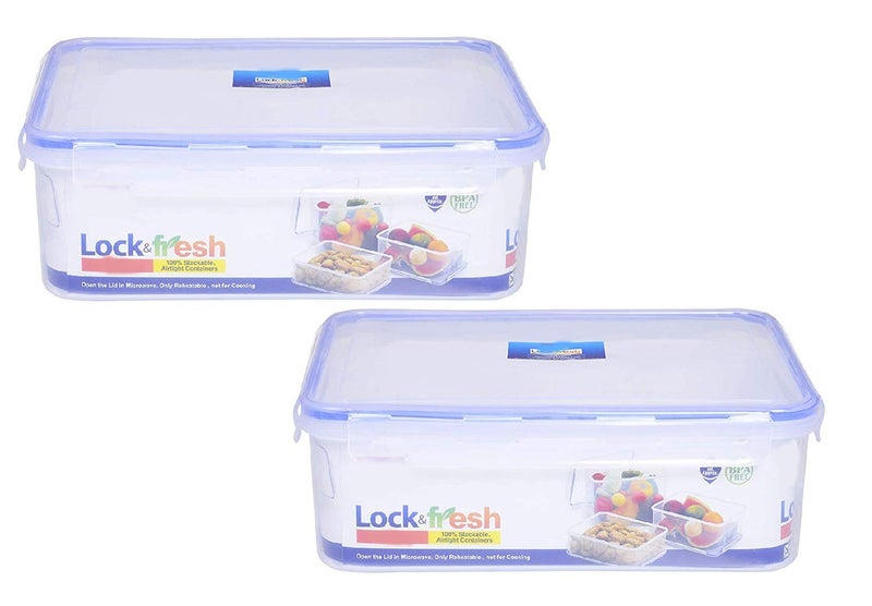 Antorn Airtight Containers Storage for Fridge Kitchen Jars and Containers StackableDalFlourSnacksAtta Plastic Boxes for Storage Containers Pack of 2 4600ml - Image 1