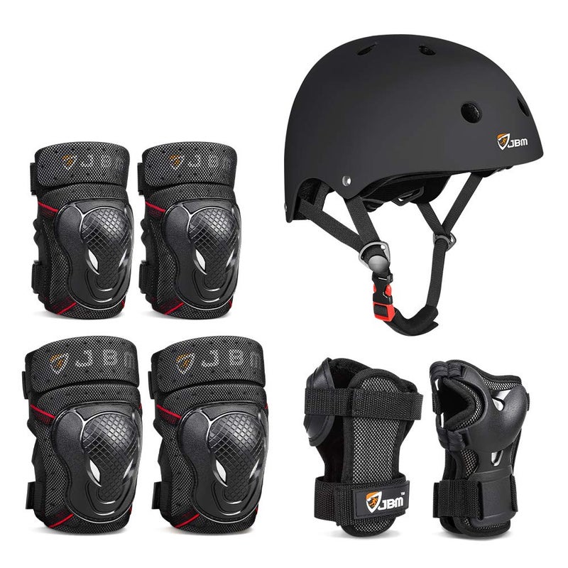 JBM Adult & Kid Skating Protective Gear Set Sktaeboard Helmet Knee and Elbow Pads with Wrist Guards for Inline Roller Skating, Scooter, Skateboarding - Image 1