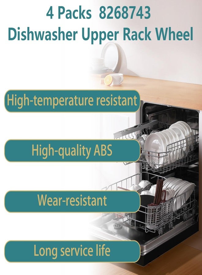 YEGRUEB 8268743 Dishwasher Upper Rack Wheel Replacement, Fit for Whirlpool Kenmore KitchenAid Dishwashers Top Rack Parts WP8268655 (Pack of 4) - Image 4