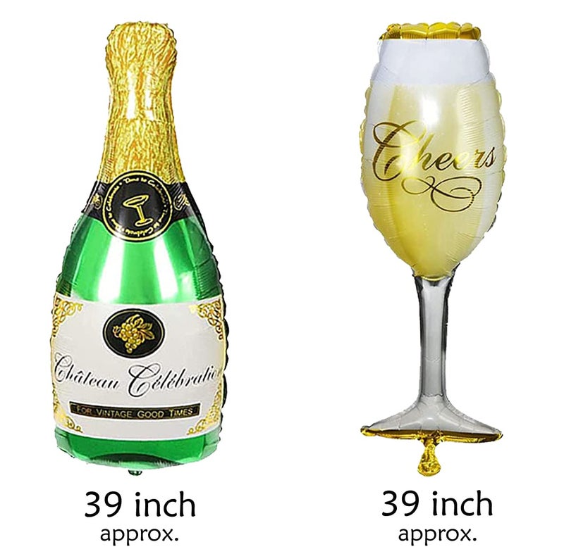 AMFIN® (Pack of 4) Champagne Foil Balloons/Birthday Decoration Items For Husband/Champagne Foil Balloons For Decoration/Birthday Decoration For Men/Champagne Balloons For Decoration - Image 3