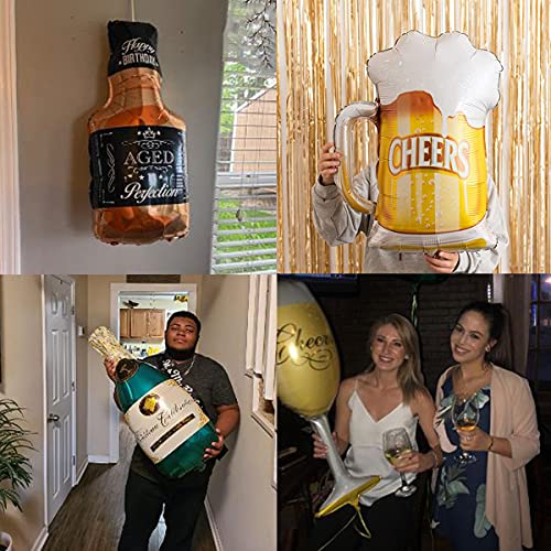 AMFIN® (Pack of 4) Champagne Foil Balloons/Birthday Decoration Items For Husband/Champagne Foil Balloons For Decoration/Birthday Decoration For Men/Champagne Balloons For Decoration - Image 5