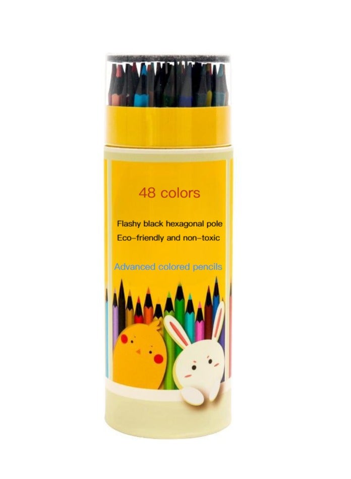 عام 48 أقلام ملونة ملونة ، قرطاسية طلاء للطلاب ، أقلام ملونة متعددة الألوان لحماية البيئة - Image 1