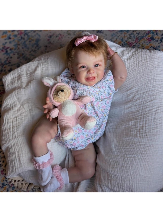 NPK 19-inch Floral Romper Lifelike Reborn Toddler Girl Doll, Handmade Silicone Soft Vinyl Reborn Baby Doll, Lifelike, Newborn Doll Playset for Kids - Image 2