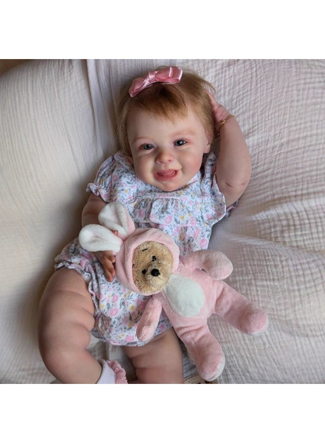 NPK 19-inch Floral Romper Lifelike Reborn Toddler Girl Doll, Handmade Silicone Soft Vinyl Reborn Baby Doll, Lifelike, Newborn Doll Playset for Kids - Image 4