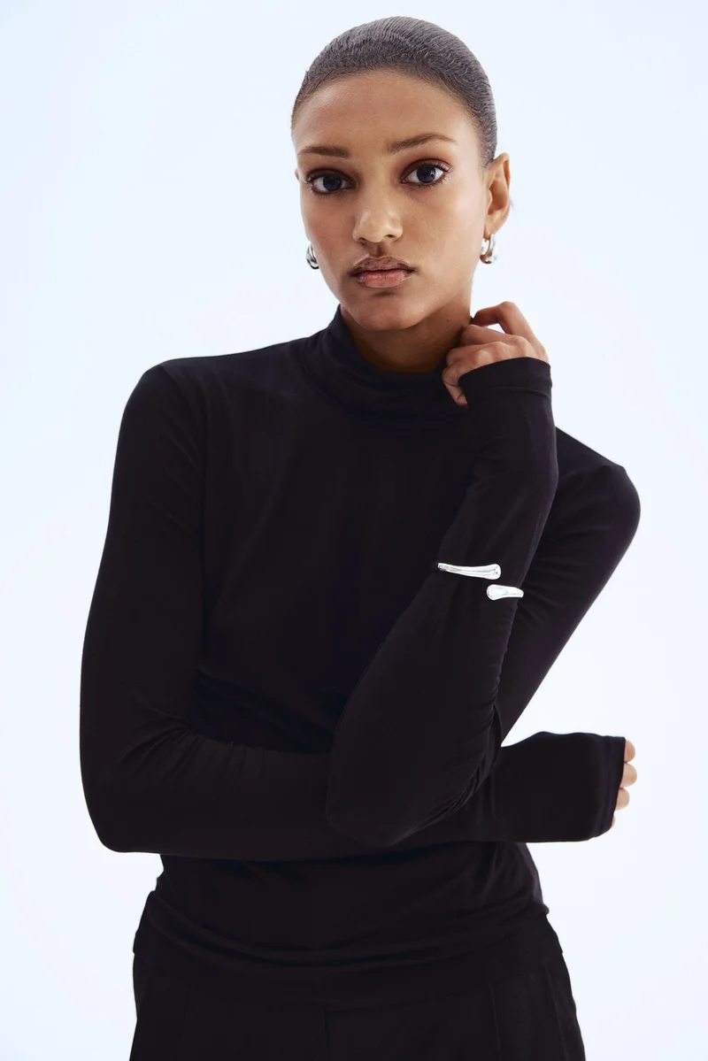 H&M Viscose polo-neck top
