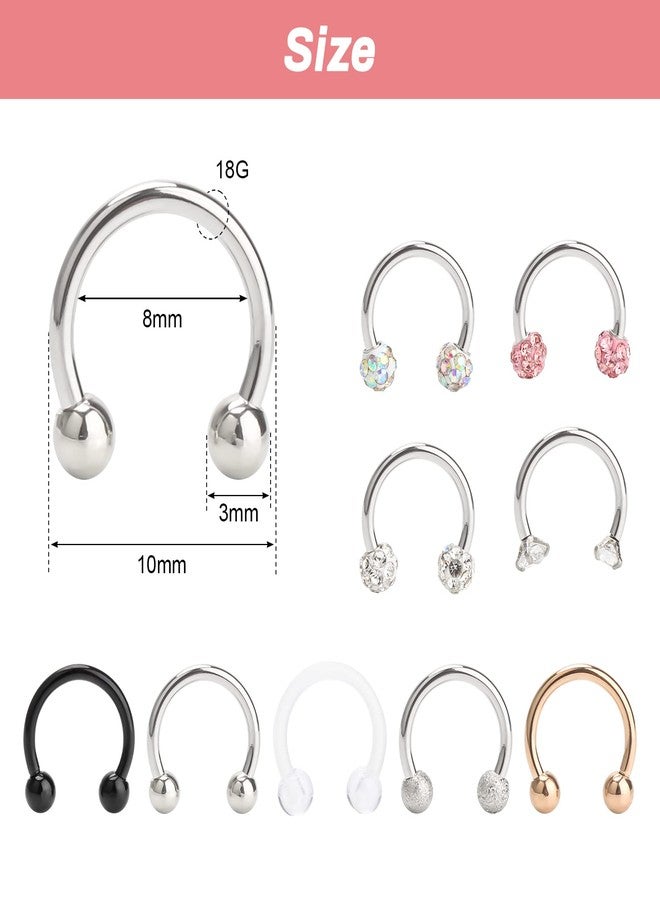 CrazyPiercing Septum Rings 18G Horseshoe Piercing Jewelry Nose Lip Hoop Rings Stainless Steel Septum Jewelry for Men/Woman - Image 3