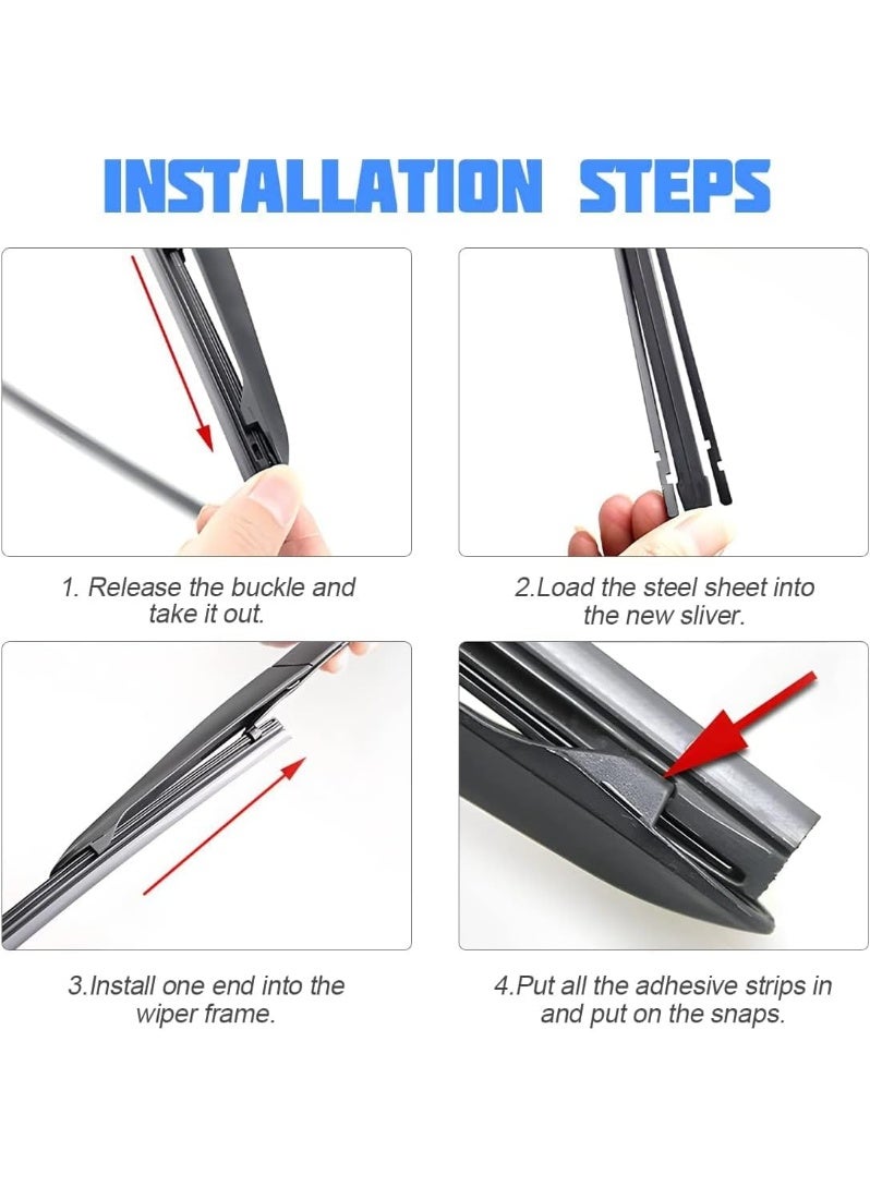 4 Pieces 80cm Car Wiper Blade Replacement Strips, Universal Rubber Replacement Pack, Adjustable Length, Premium Windshield Wiper Blades for Cars, Trucks and Suvs - Image 2