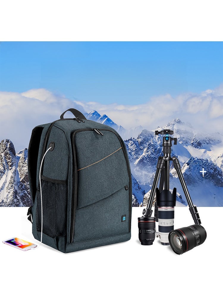 1 x 5 pcs PULUZ Spacious DSLR Camera Backpack Waterproof Photography Bag Grey