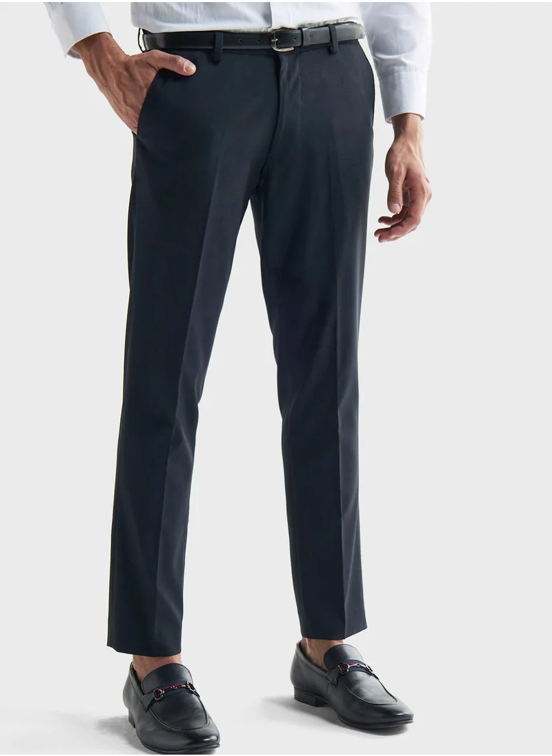 فاف Solid Belted Trousers With Pockets