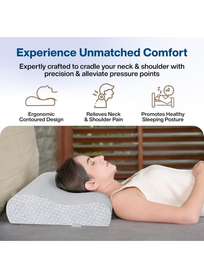 فوفيرا وسادة عنق الرحم للنوم وتسكين الألم، وسادة إسفنجية للعظام مع تهوية تبريد الهواء، وسادة لدعم الرقبة والكتف (قياسية، لون رمادي) - Image 3