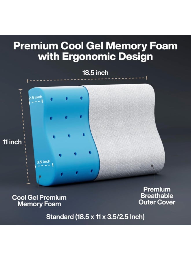 فوفيرا وسادة عنق الرحم للنوم وتسكين الألم، وسادة إسفنجية للعظام مع تهوية تبريد الهواء، وسادة لدعم الرقبة والكتف (قياسية، لون رمادي) - Image 2