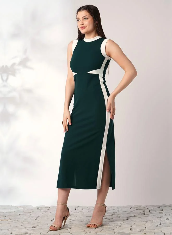 globus Sleeveless Color Block Midi Bodycon Midi Dress