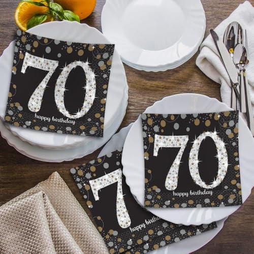 Amscan Sparkling Celebration 70 Luncheon Multicolor Paper Napkins ( 6.5" x 6.5" ) - Pack Of 16, Premium Quality & Eye-catching Design - Perfect For Birthdays, Anniversaries & Milestone Events - Image 3