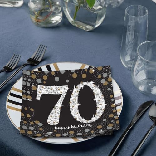 Amscan Sparkling Celebration 70 Luncheon Multicolor Paper Napkins ( 6.5" x 6.5" ) - Pack Of 16, Premium Quality & Eye-catching Design - Perfect For Birthdays, Anniversaries & Milestone Events - Image 4