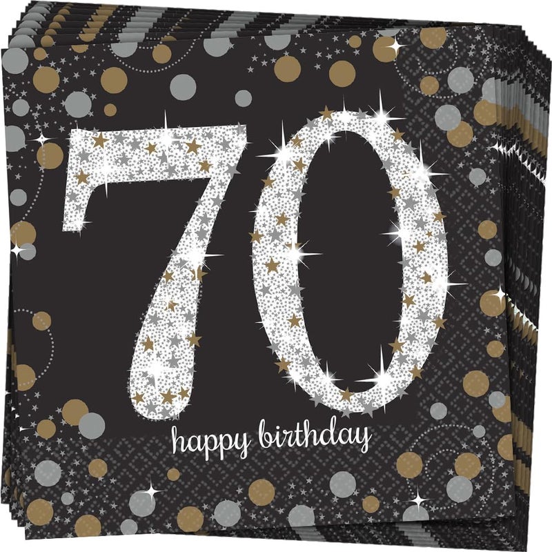 Amscan Sparkling Celebration 70 Luncheon Multicolor Paper Napkins ( 6.5" x 6.5" ) - Pack Of 16, Premium Quality & Eye-catching Design - Perfect For Birthdays, Anniversaries & Milestone Events - Image 5
