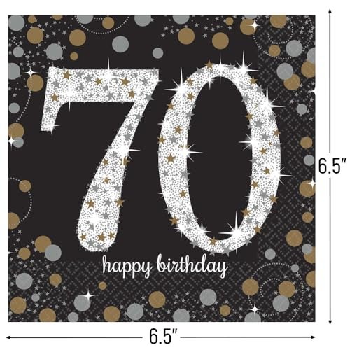 Amscan Sparkling Celebration 70 Luncheon Multicolor Paper Napkins ( 6.5" x 6.5" ) - Pack Of 16, Premium Quality & Eye-catching Design - Perfect For Birthdays, Anniversaries & Milestone Events - Image 2
