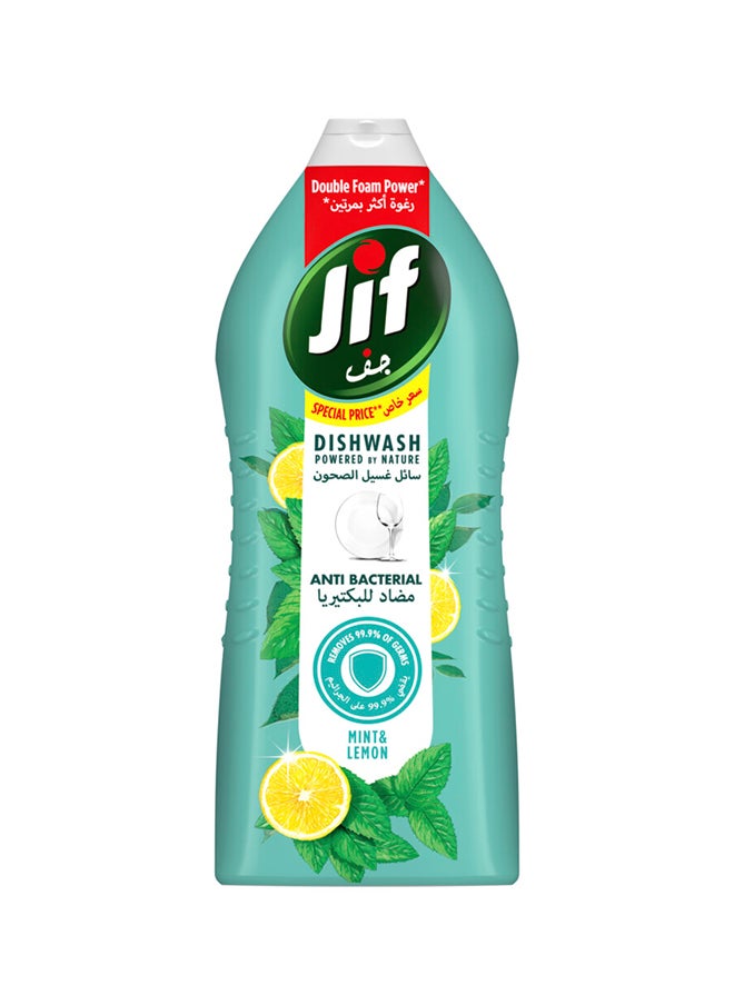 Jif Antibacterial Dishwashing Liquid For Grease Removal Mint And Lemon Double Foam Power 1275ml  - Image 1