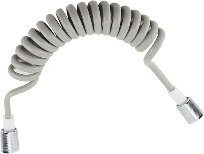 Generic ABS Spring Flexible Shower Hose, 2M Explosion Proof Anti Winding Telephone Wire Design, with ABS Chrome Plated Plastic Nut, for Shower Hand Wash Womens Spray (Grey) - Image 4