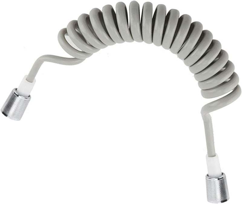 Generic ABS Spring Flexible Shower Hose, 2M Explosion Proof Anti Winding Telephone Wire Design, with ABS Chrome Plated Plastic Nut, for Shower Hand Wash Womens Spray (Grey) - Image 5
