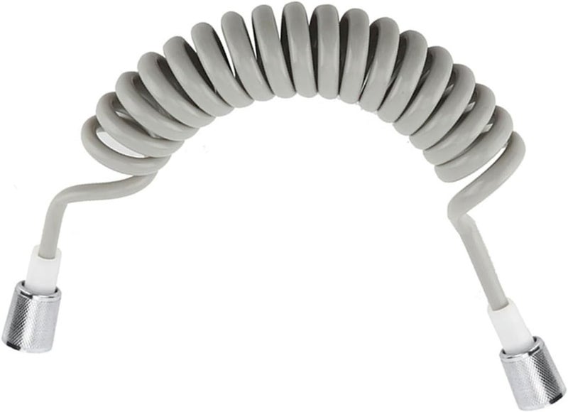 Generic ABS Spring Flexible Shower Hose, 2M Explosion Proof Anti Winding Telephone Wire Design, with ABS Chrome Plated Plastic Nut, for Shower Hand Wash Womens Spray (Grey) - Image 2